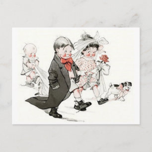 Carte Postale Enfants mignons faisant le mariage mars