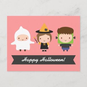 Carte Postale Enfants mignons Halloween Trick or Treat