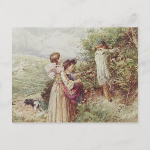 Carte Postale Enfants ramassant des mûres, 19e siècle