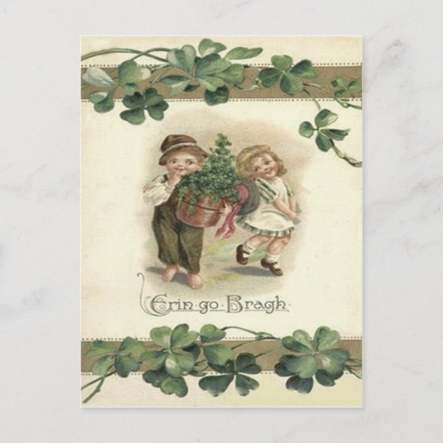 Carte Postale Enfants Shamrock Erin Go Bragh (Devant)