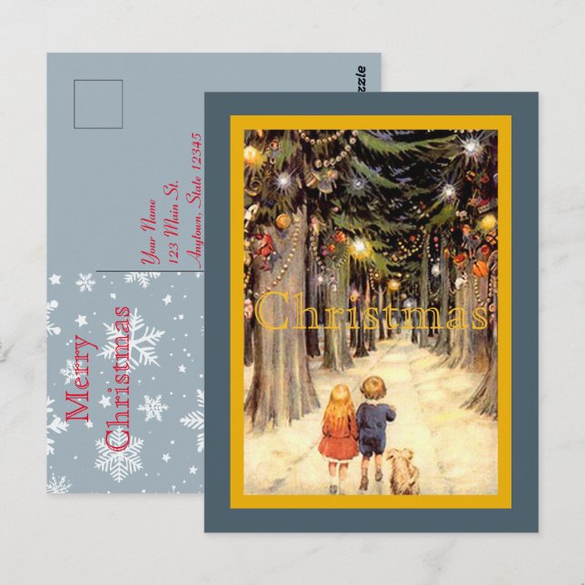 Carte Postale Enfants sur la voie de Noël (Devant / Derrière)