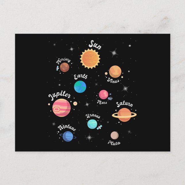 Carte Postale Enfants Système solaire Planètes Connaissances Esp (Devant)