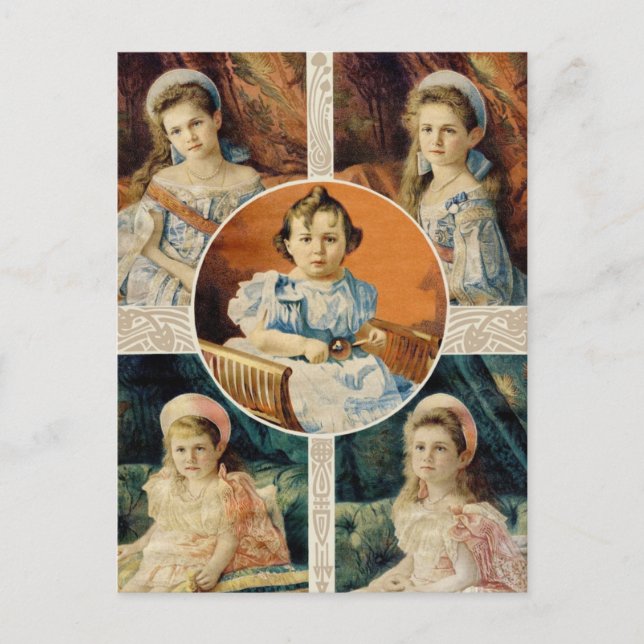 Carte Postale Enfants tsar de Russie, OTMA & Alexis Romanov (Devant)