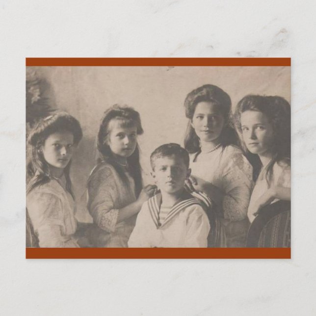 Carte Postale Enfants Tsar : OTMA & Alexis Romanov Russie #107 (Devant)