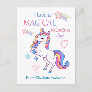 Carte Postale Enfants Valentines Jour Magique Unicorne