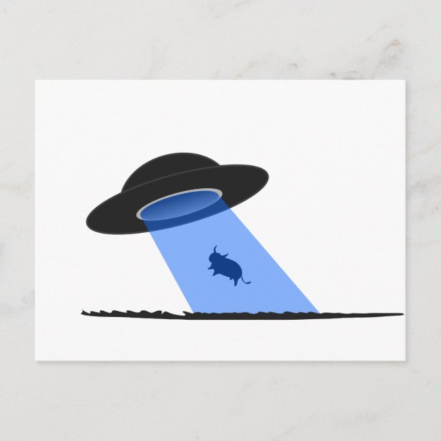 Carte Postale Enlèvement Alien d'une vache - OVNI (Devant)
