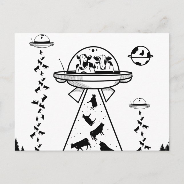 Carte Postale Enlèvement d'aliens noirs et blancs (Devant)
