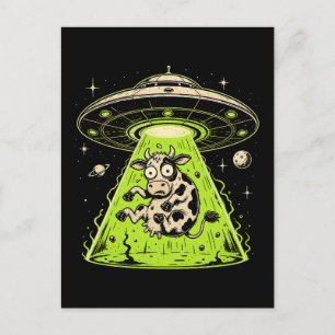 Carte Postale Enlèvement de vache extraterrestre Weirdcore Surré