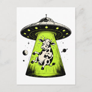 Carte Postale Enlèvement de vache extraterrestre Weirdcore Surré