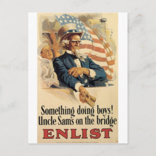 Carte Postale "Enlist" Ancien poster militaire américain vers 19