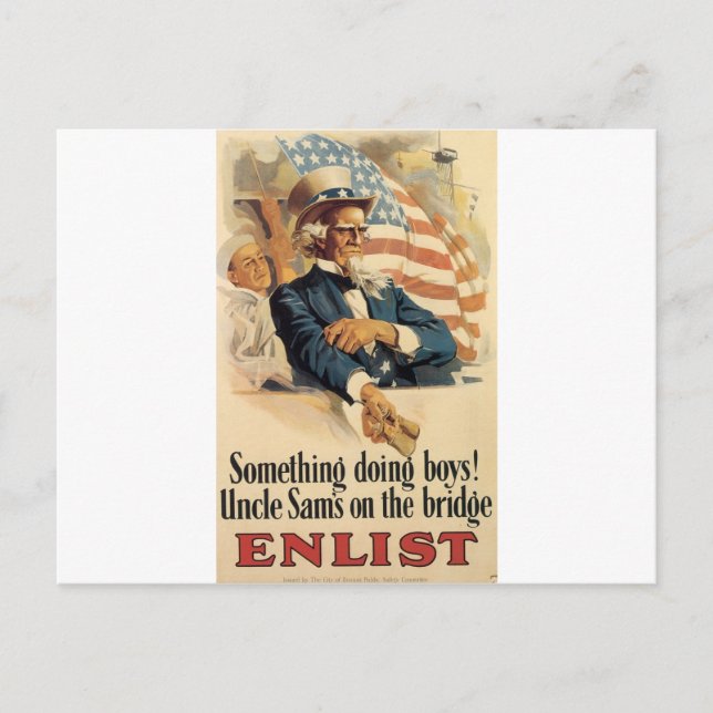 Carte Postale "Enlist" Ancien poster militaire américain vers 19 (Devant)