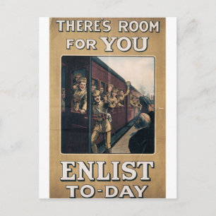 Carte Postale "Enlist" Old U.S. Military Poster, 1915