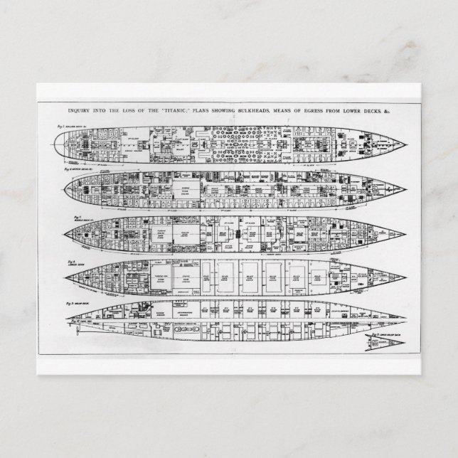 Carte Postale Enquête sur la perte du Titanic : sections croisée (Devant)
