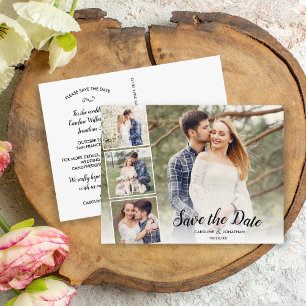 Carte Postale Enregistrer la date 4 Photos Collage Jolie superpo
