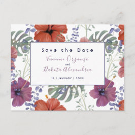 Carte Postale Enregistrer la date aquarelle fleur tropicale hibi
