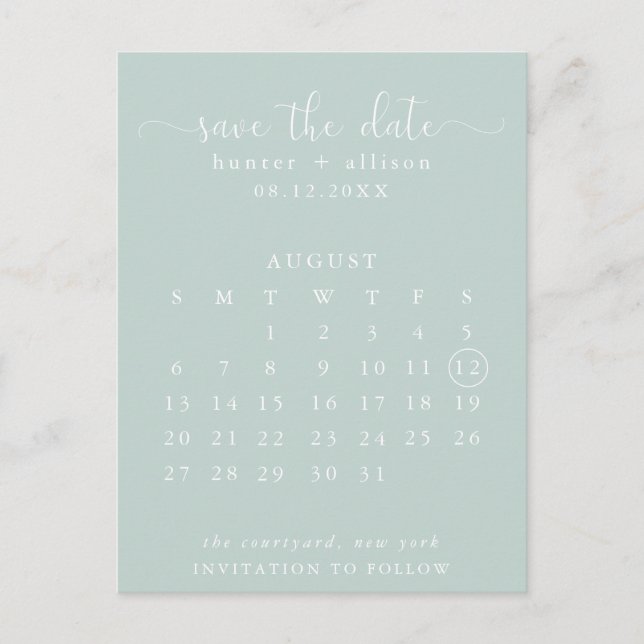 Carte postale | Enregistrer La Date | Calendrier (Devant)