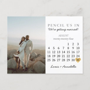 Carte Postale Enregistrer la date Calendrier Coeur août 2024 Moi