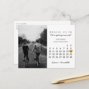 Carte Postale Enregistrer la date Calendrier Gold Heart Septembr
