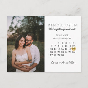 Carte Postale Enregistrer la date Calendrier moderne Gold Heart 