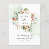 Carte Postale Enregistrer La Date Earthy Blooms Gr