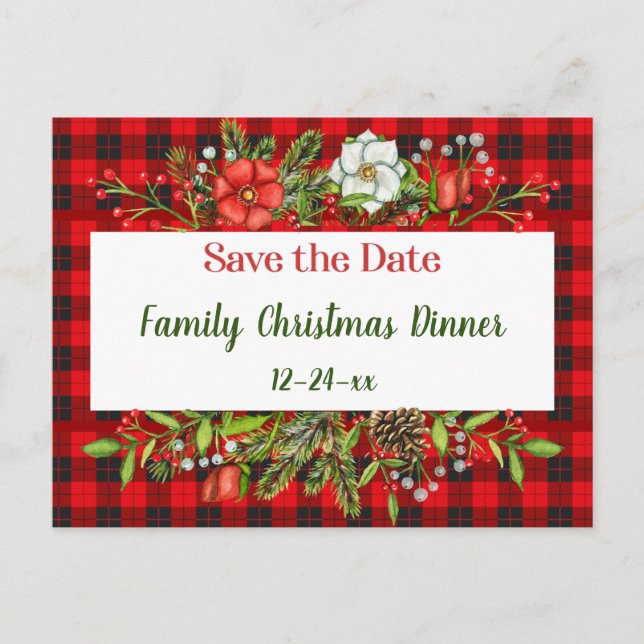 Carte Postale Enregistrer la date Famille Repas de Noël Invitati (Devant)