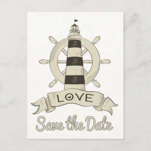 Carte Postale Enregistrer la date Fiançailles du phare nautique