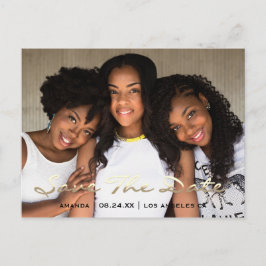 Carte Postale Enregistrer la date Gold Photo Rose Sweet 16e nupt