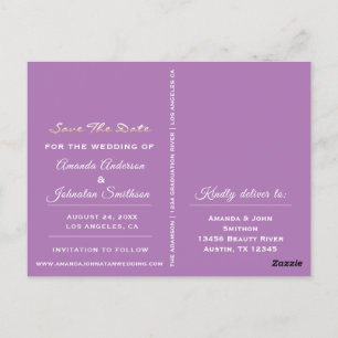 Carte Postale Enregistrer La Date Golden Script Photo Lavender P