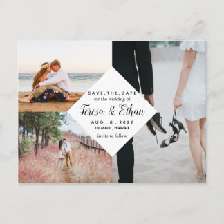 Carte Postale Enregistrer la date Modern Diamond Multi Photo Col