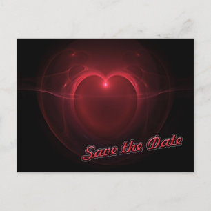Carte Postale Enregistrer la date personnalisée Cœur rouge allum