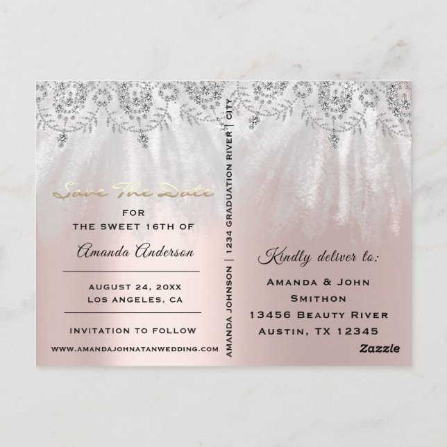 Carte Postale Enregistrer la date Photo Gris 16e 15e Baby Shower (Dos)