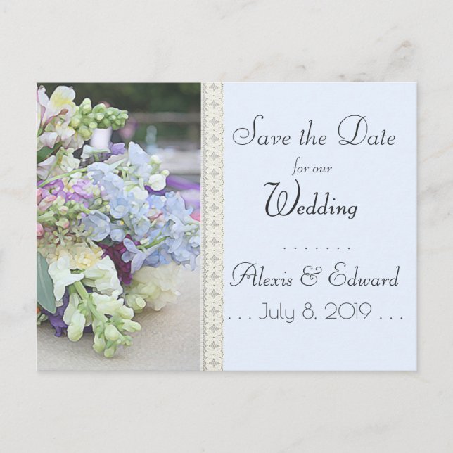 Carte Postale Enregistrer La Date - Plutôt Floral (Devant)