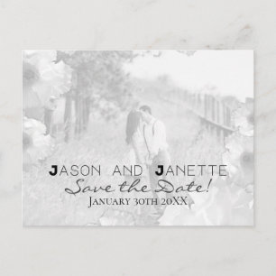 Carte Postale "Enregistrer la date" pour le Mariage + photo noir