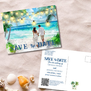 Carte Postale Enregistrer La Date QR Code Tropical Beach Faire-p