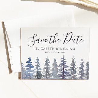 Carte Postale Enregistrer La Date Rustique Dusty Blue Winter For