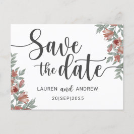 Carte Postale Enregistrer la date Terracotta Floral Mariage