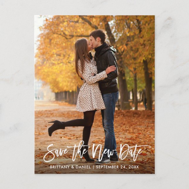Carte Postale Enregistrer La Nouvelle Date Moderne Brush Script  (Devant)