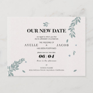 Carte Postale Enregistrer La Nouvelle Date Reprogrammée Mariage 