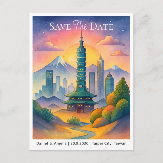 Carte Postale Enregistrer L'Annonce De Date | Taipei Taïwan (Devant)