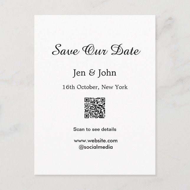 Carte Postale Enregistrer notre date Scan QR pour les détails no (Devant)