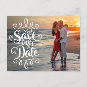 Carte Postale Enregistrer notre Mariage de date Script Ornat m