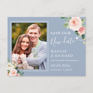 Carte Postale Enregistrer Notre Nouvelle Date Dusty Blue Blush R