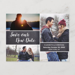 Carte Postale Enregistrer notre nouvelle date Photo Collage Chal