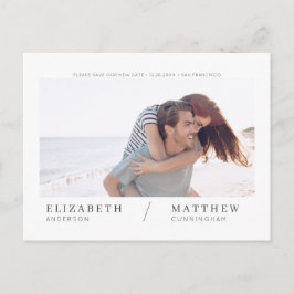 Carte Postale Enregistrer Notre Nouvelle Date Simple Chic Mariag