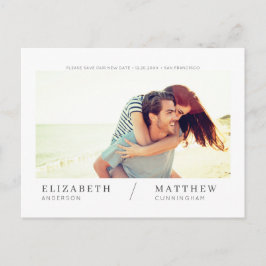 Carte Postale Enregistrer Notre Nouvelle Date Simple Chic Mariag
