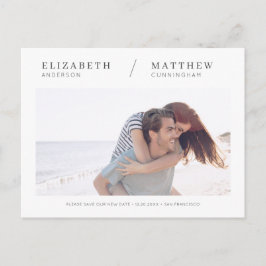 Carte Postale Enregistrer Notre Nouvelle Date Simple Chic Mariag
