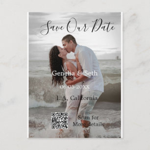 Carte Postale Enregistrez la date code QR simple minimal détails