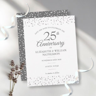 Carte Postale Enregistrez la date du 25e anniversaire Silver Lov