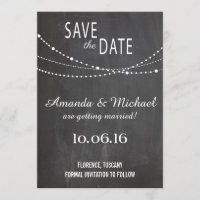 Carte postale Enregistrez la date - guirlande lumi