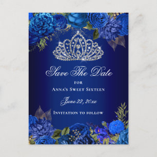 Carte Postale Enregistrez la date pour les seize ans de fleurs b